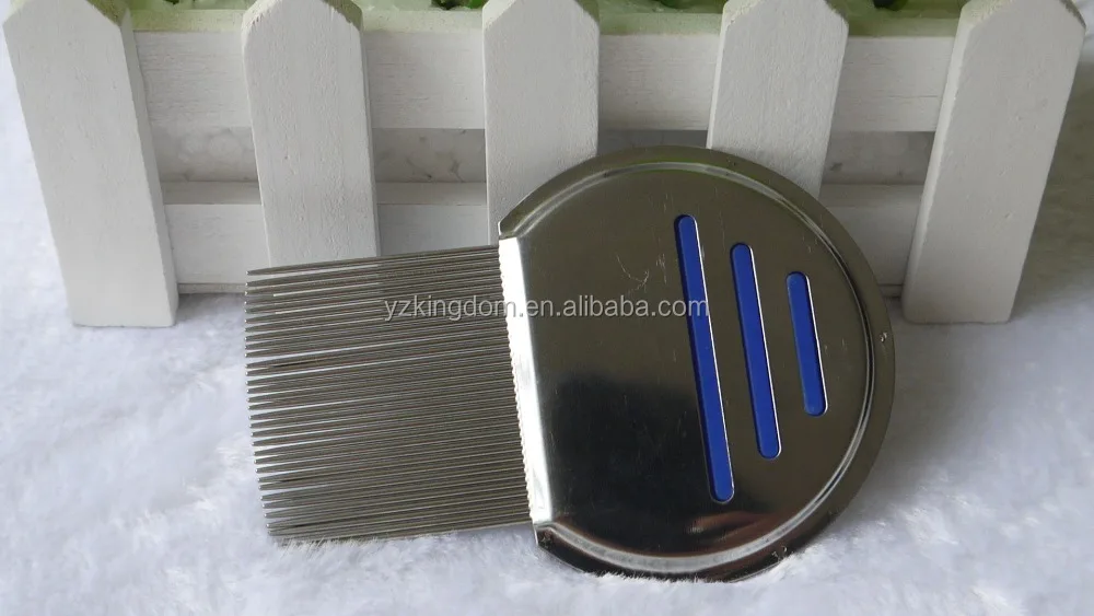 Stainless Steel Grooved Pins Lice Nit Louse Flea Tick Removing Comb With Three Anti Slip Insert