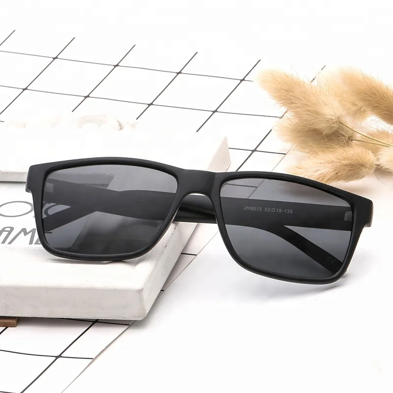 JHeyewear UV400 Square Black Mens Women Plastic Polarized Carbon Fiber Sun Glasses Sunglasses 2019