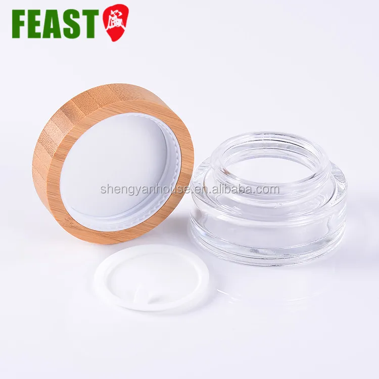 Biodegradable Eco Bamboo Glass Cream Jars With Wooden