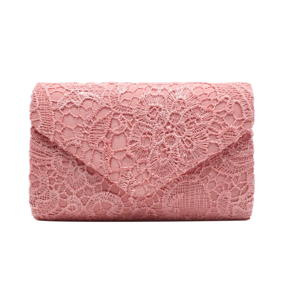 Wholesale Lace Flower Pattern Elegant Ladies Evening Wedding Hand Shoulder Women Clutch 2021 Purse