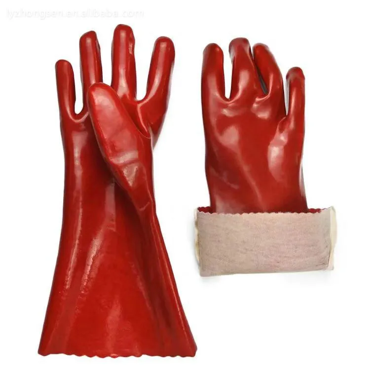 red rubber hand PVC coated gloves bulk PVC glove