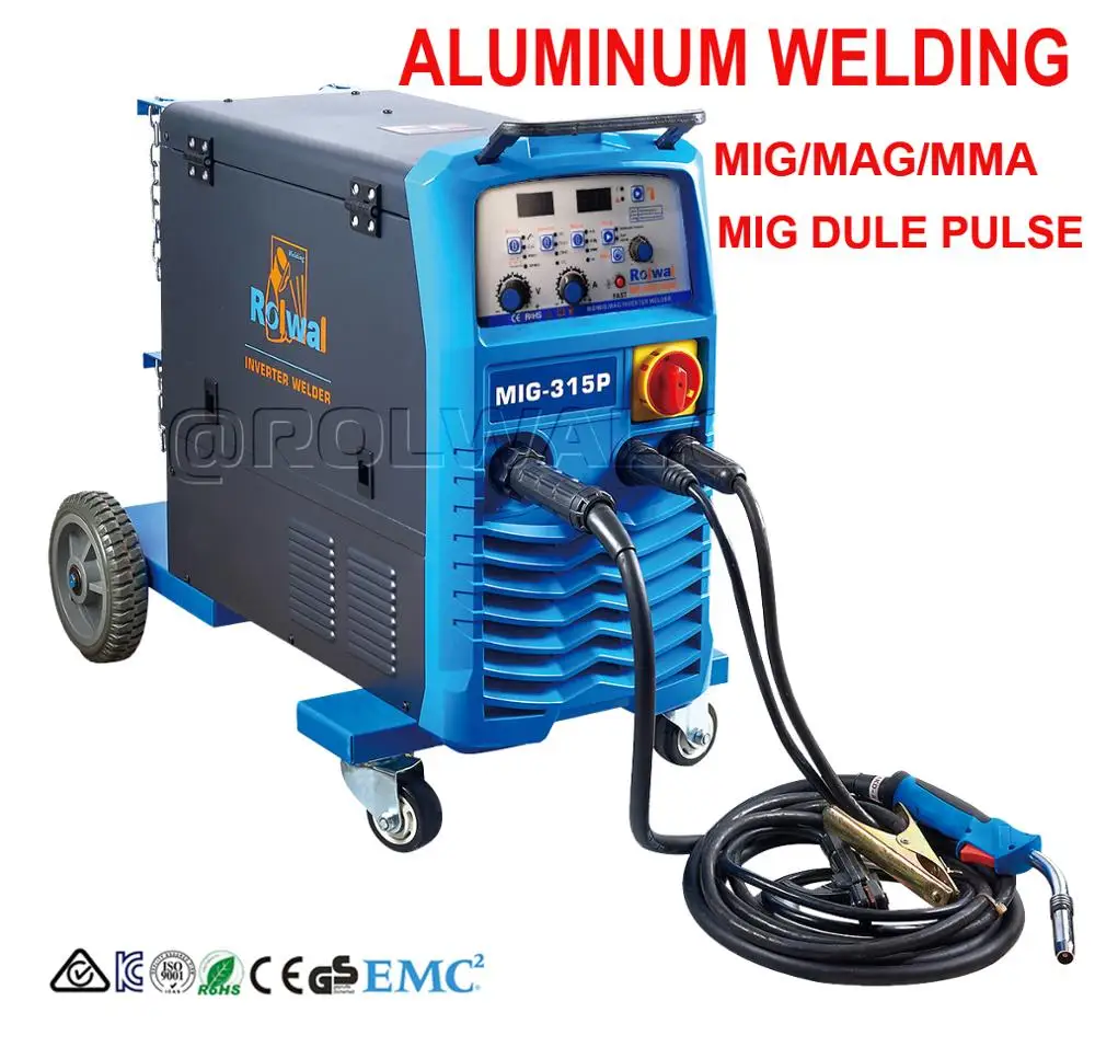 3 in 1 Digital Panel Control MIG/MAG/MMA 250Amp 315Amp Double Pulse Co2 Gas shielded Aluminum Brass Plate Welding Machine