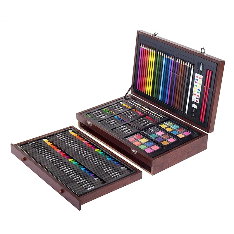 
142 Piece Deluxe Drawing Case Kids Wood Art Set 