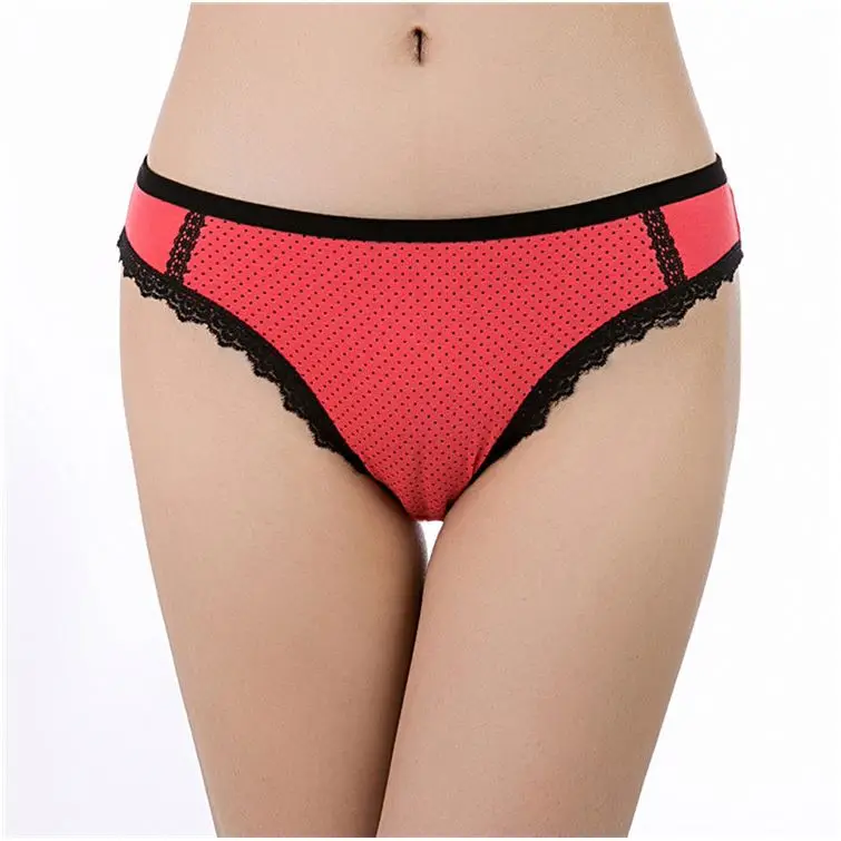Best price female lace dot printed briefs underwear girls soft breathable panties