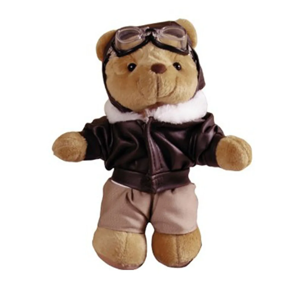 wholesale custom handmade cute stuffed uniform bear aviator teddy bear plush toy