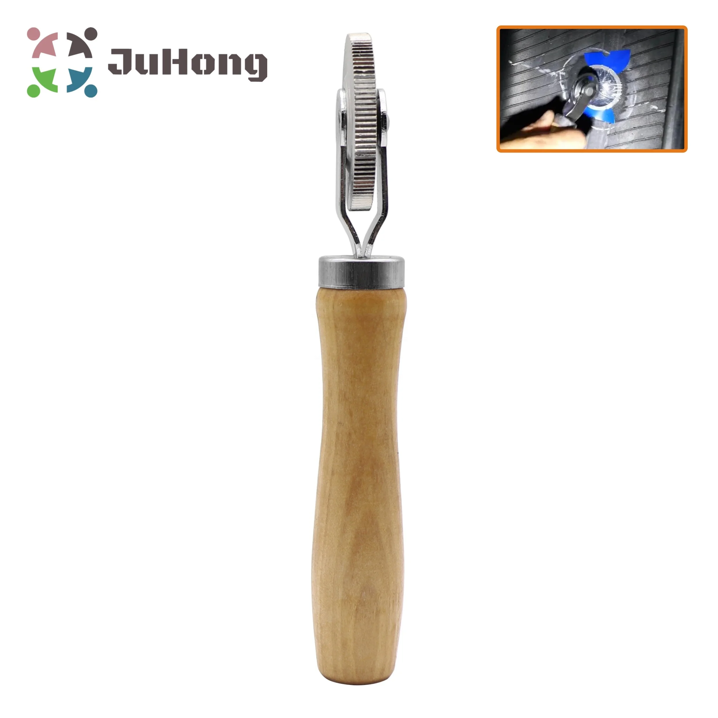 50x6mm Ball Bearing Roller Jumbo Size Wooden Handle Stitcher Tyre Patching Tool for Garage Tire Repair Tools