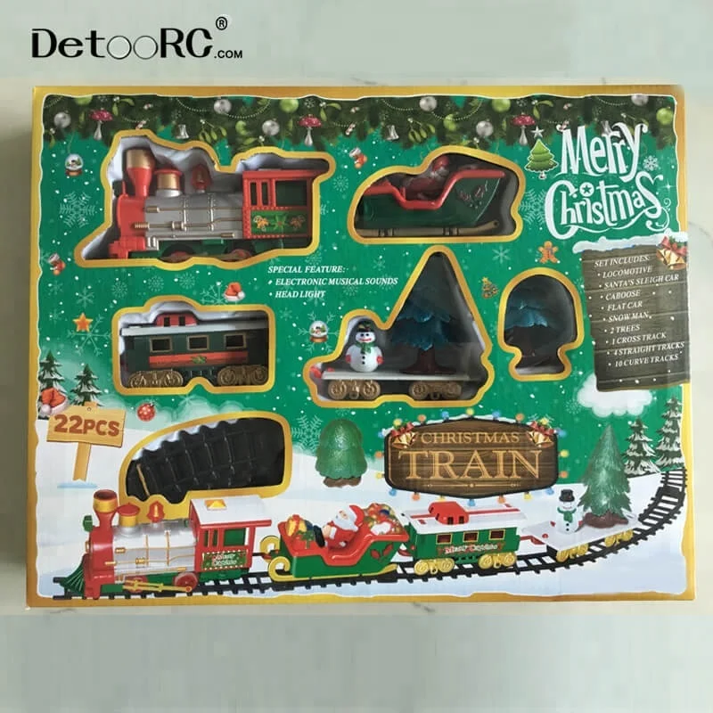 Detoo tracking train set electric toy with light with music children gift new year kids hot toys for Christmas 2018