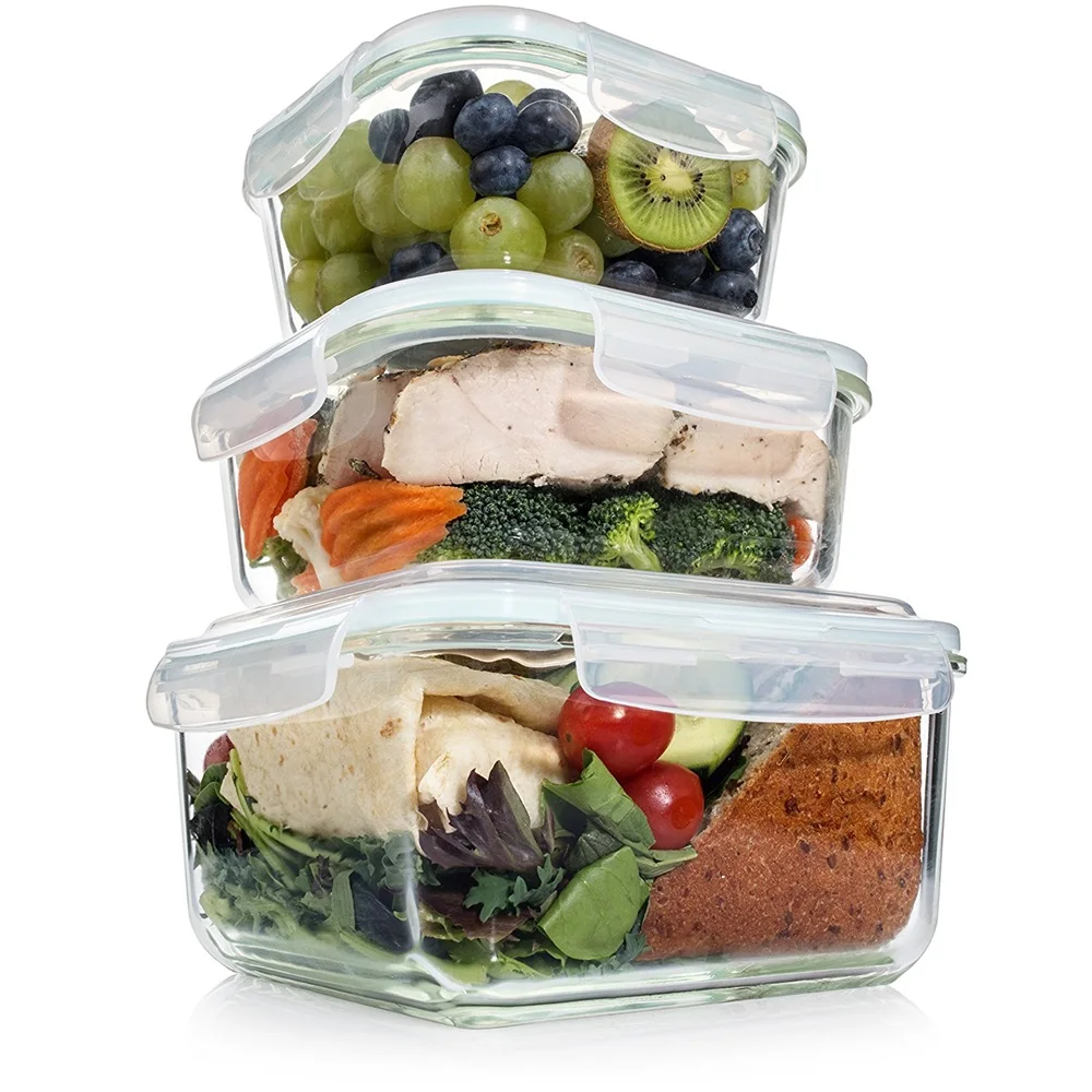 Glass Food Storage Containers 28oz 840ml Glass Meal Prep Containers with Airtight and BPA-Free Locking Lids