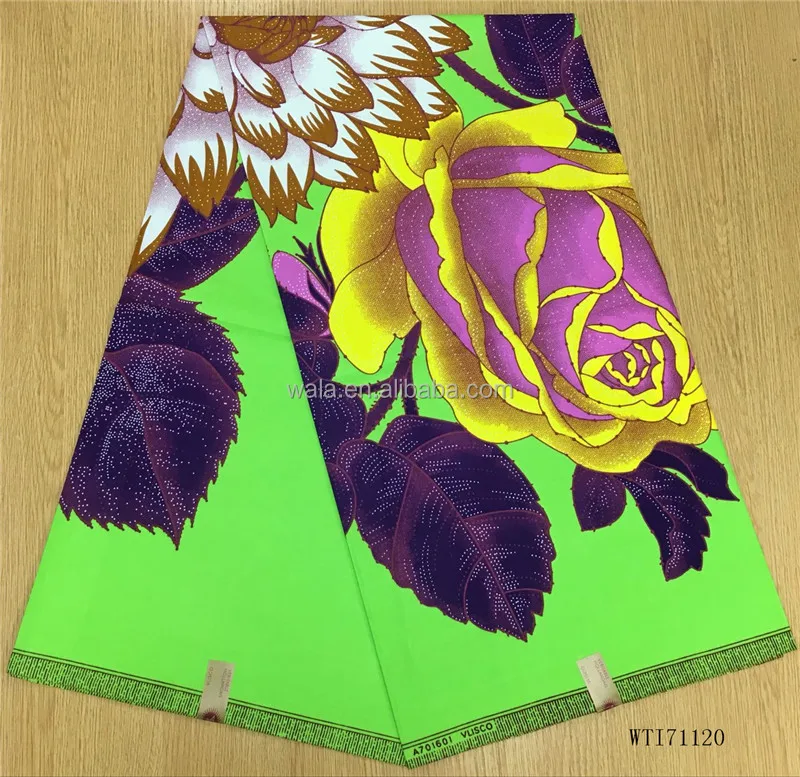 
WTI71120 High quality african wax fabric wholesale 6 yards/big flower cotton wax fabric 