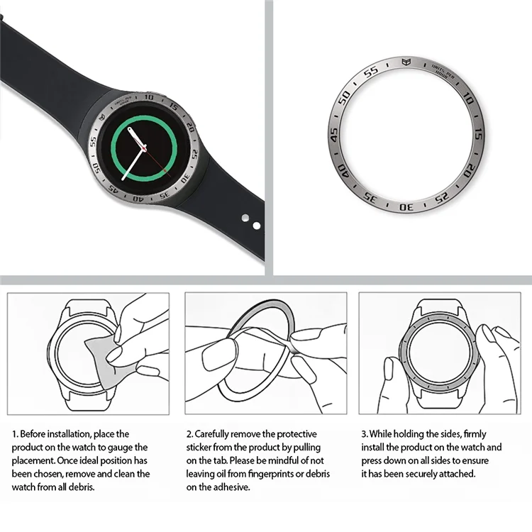 For Samsung Gear S2 Sport Bezel Styling Adhesive Cover Anti Scratch Metal Bezel Ring