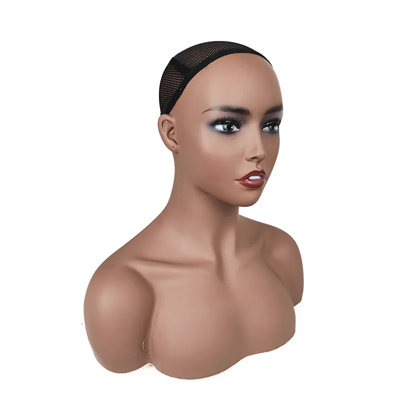 
Mannequin Head with Shoulders Beautiful Wholesale Wig Mannequin Heads Fashion Female African American Mannequin Head for Wigs 
