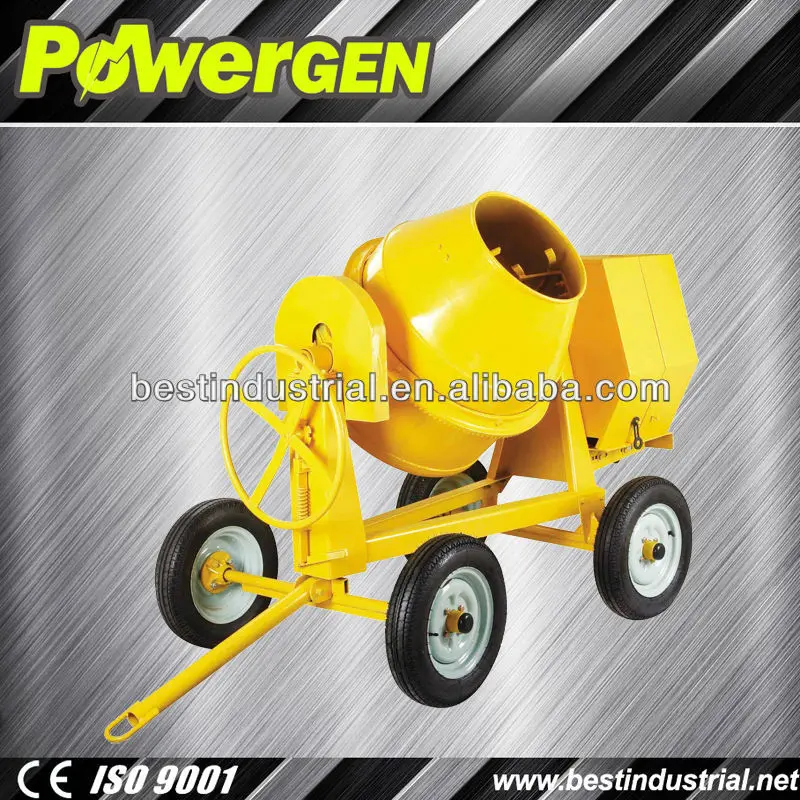 Лучший продавец! POWERGEN надежная строительная техника электродвигатель с 4 колесами 350 л цементный смеситель барабаном