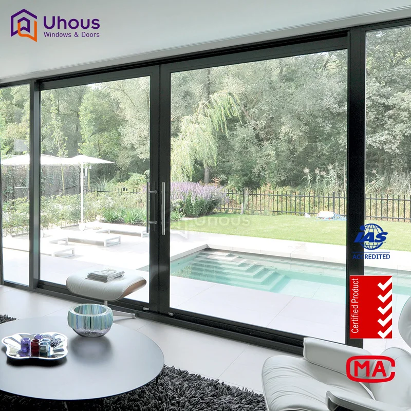 Lowe tempered glazing soundproof stacking sliding glass door for living room