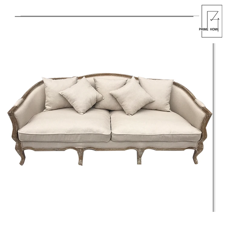 hot selling antique French provincial style oak wooden frame carved sofa