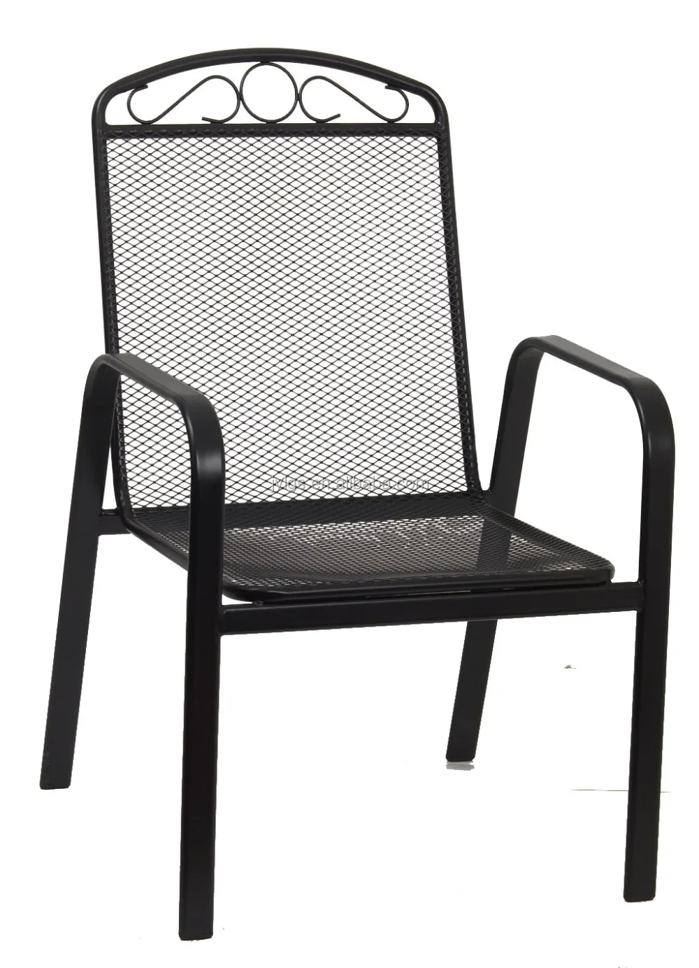 Outdoor Garden Patio Metal Mesh Stacking Chair,Black