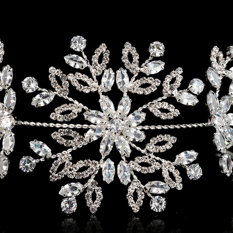 Echsio High Quality Women Accessories Tiara Crown Fine Zircon Charm Women Crown For Noble Lady Sliver Plating Jewelry BC4687