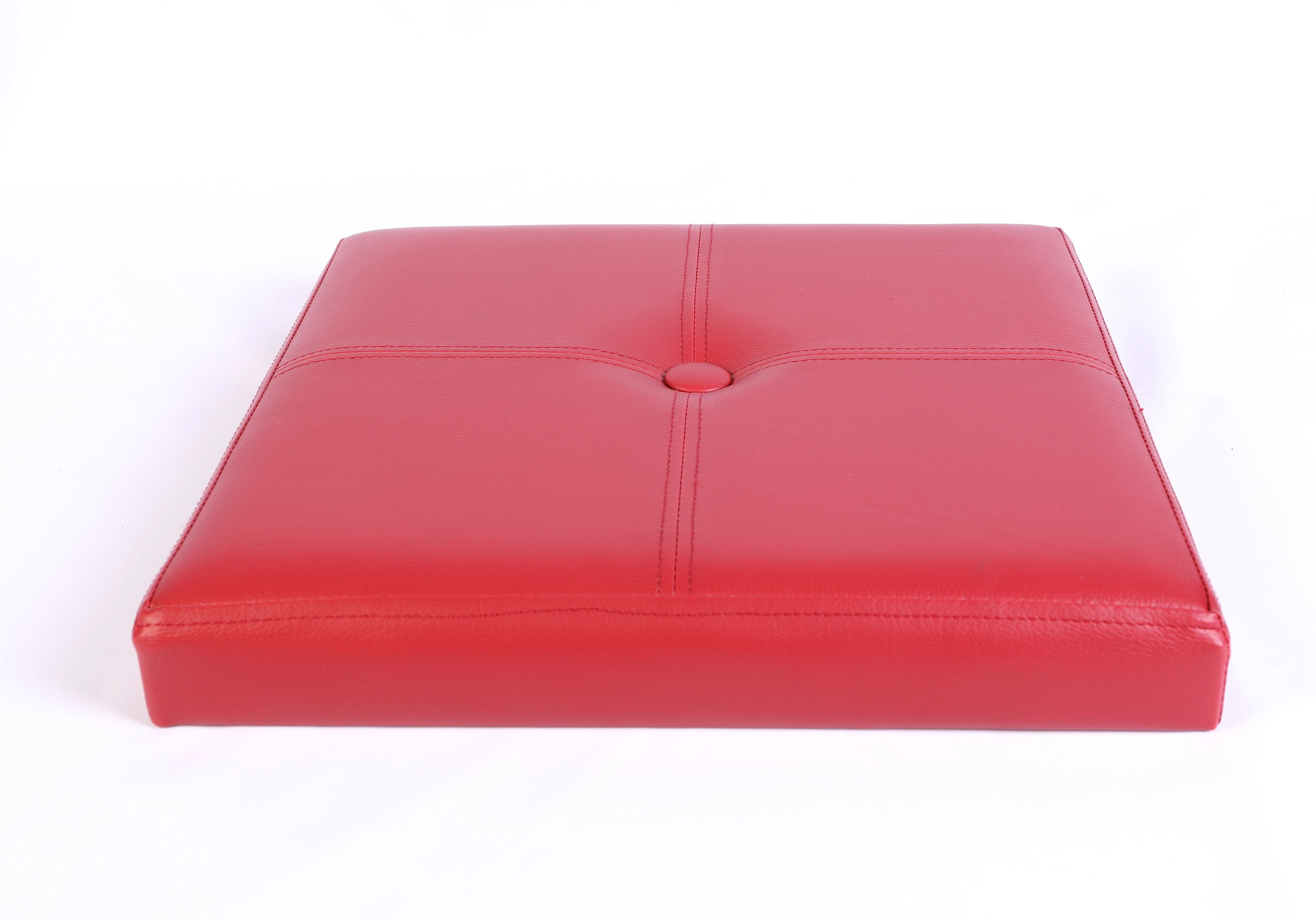 Red Cross stitching square EI MDF folding storage seat box,pouffe stool,OEM