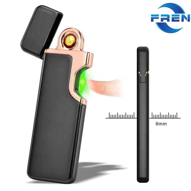 Wholesale Quality Promotion Gift Metal Zinc Alloy USB Rechargeable Coil Cigarette Lighter Flameless Slim Lighter Custom Logo