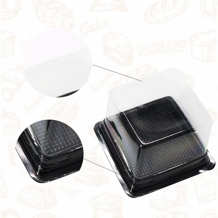 PET Golden Mini Cupcake Boxes Small Disposable Clear Blister Cake Box with Lid Custom Plastic Food Rosin Rectangle Stamping