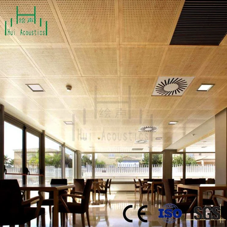 Perforated Soundproof Interior Sheets Wood Fiberboard Perforated Acoustical Ceiling Tiles