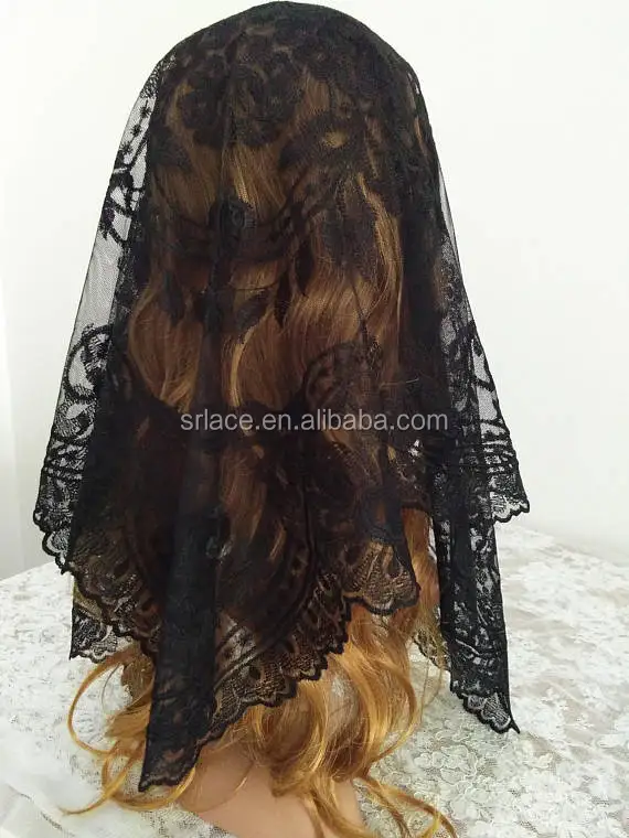 
Black Authentic Spanish Lace Mantilla Catholic Lace Veil Chapel Lace Mass 