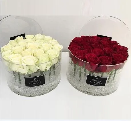 high quality Transparent clear plastic flower Acrylic rose logo flower Box with lid