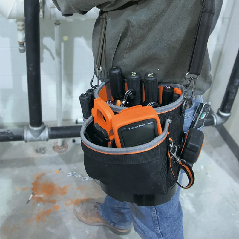 Tool Bag with Shoulder Strap Has 14 Pockets for Tool Storage, Can Fit Long Screwdrivers