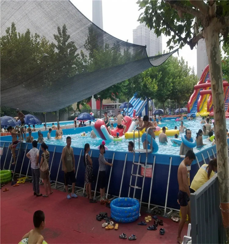 Customized Square Adult Steel Metal Frame Swimming Pool With Slide For Kids With Good Price Sale