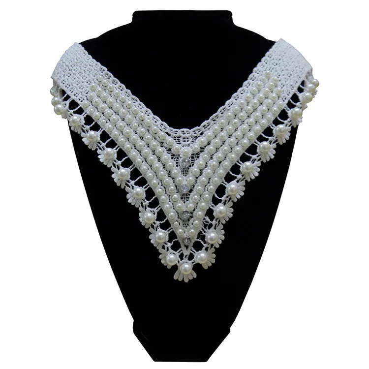 2016 Most Popular French Beaded embroidery Lace Motifs with Pearl For Ladies Dress