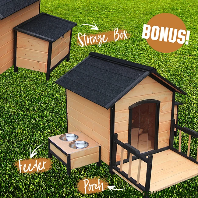 Manufacturer luxury big outdoor backyard waterproof wooden dog house pet cage kennel