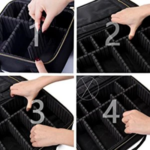 
Travel Makeup Train Case Makeup Cosmetic Case Organizer Portable Artist Storage Bag with Adjustable Dividers for Cosmetics 