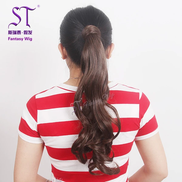 Body Wave Snap On Wrap Around Long Synthetic Hairpieces Ponytail Hair Attachment