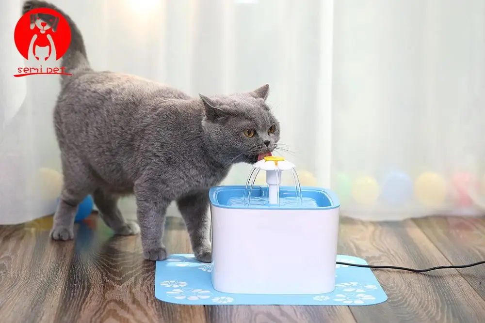 Автоматический питьевой фонтанчик для кошек, электрическая поилка, емкость 2,5 л, синяя, для собак и кошек