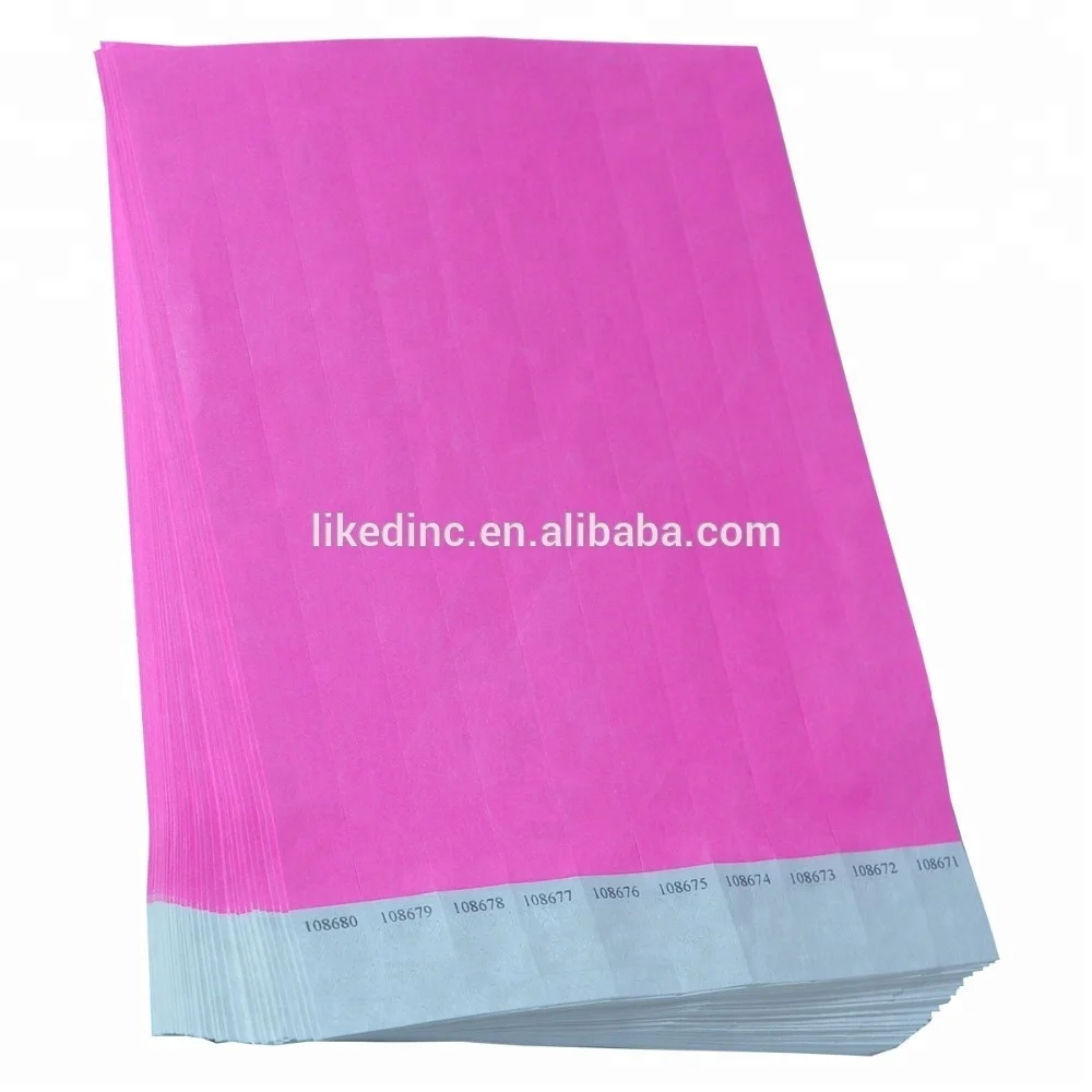 Цветные бумажные браслеты для струйной печати tyvek с неоновыми цветами для буфета