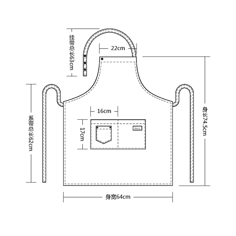 Hot sale hanging neck style kitchen apron cotton with adjustable button