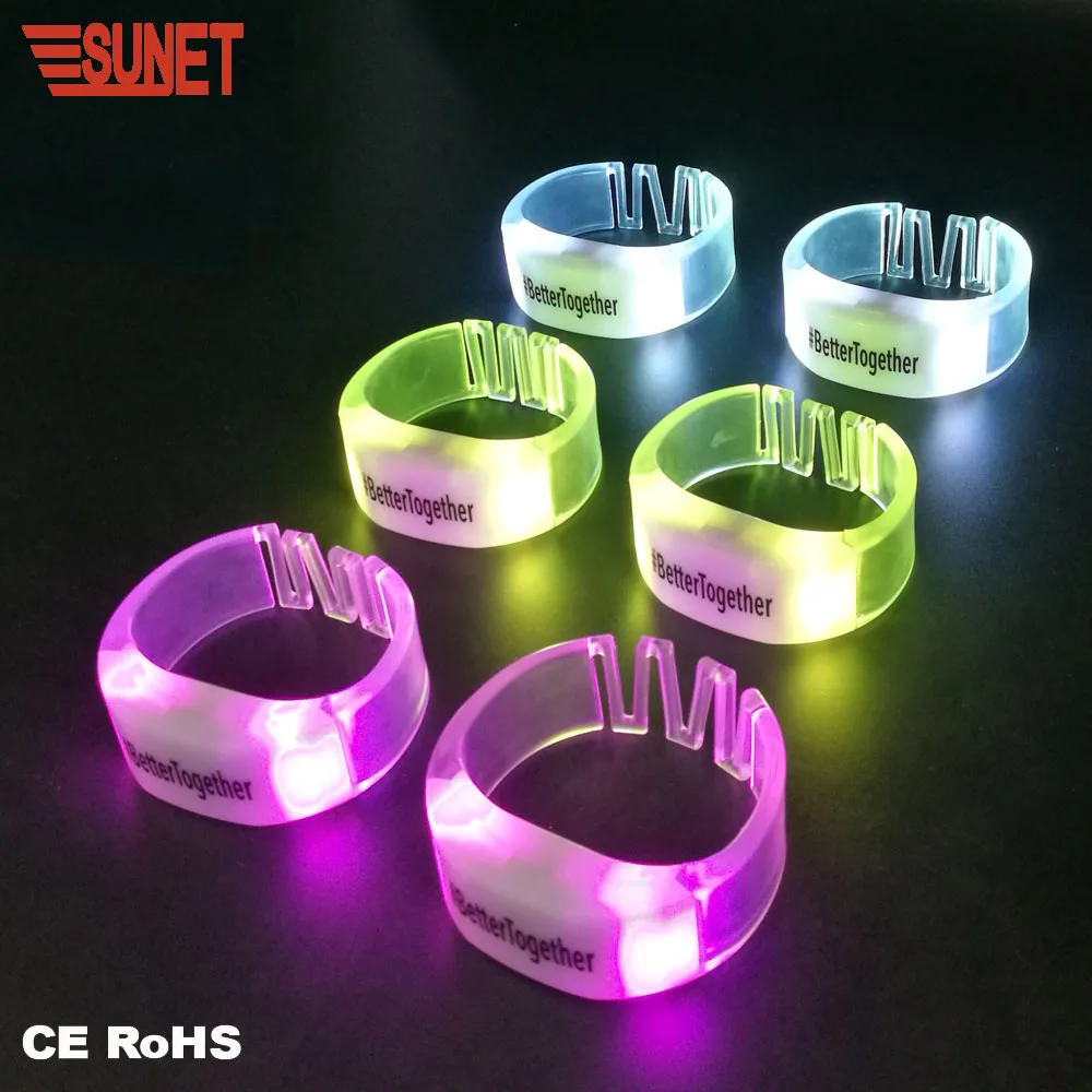 SUNJET Music Festival LOGO Printed Remote Control Glowing LED Bracelet Control DMX