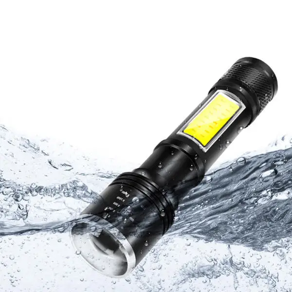 WARSUN 702 T6 LED + COB 2 Source Zoomable USB Rechargeable LED Torch Outdoor LED flashlight