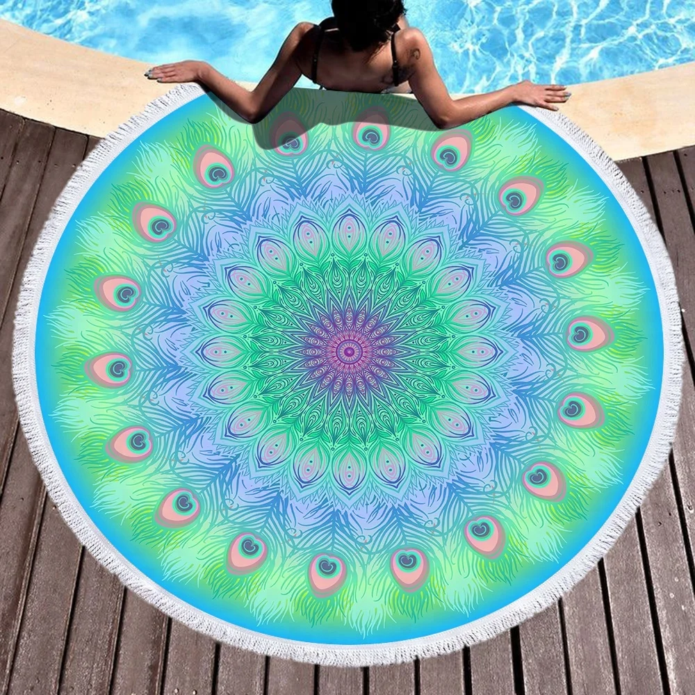 Custom Made Microfiber digital printed Round Beach Towel