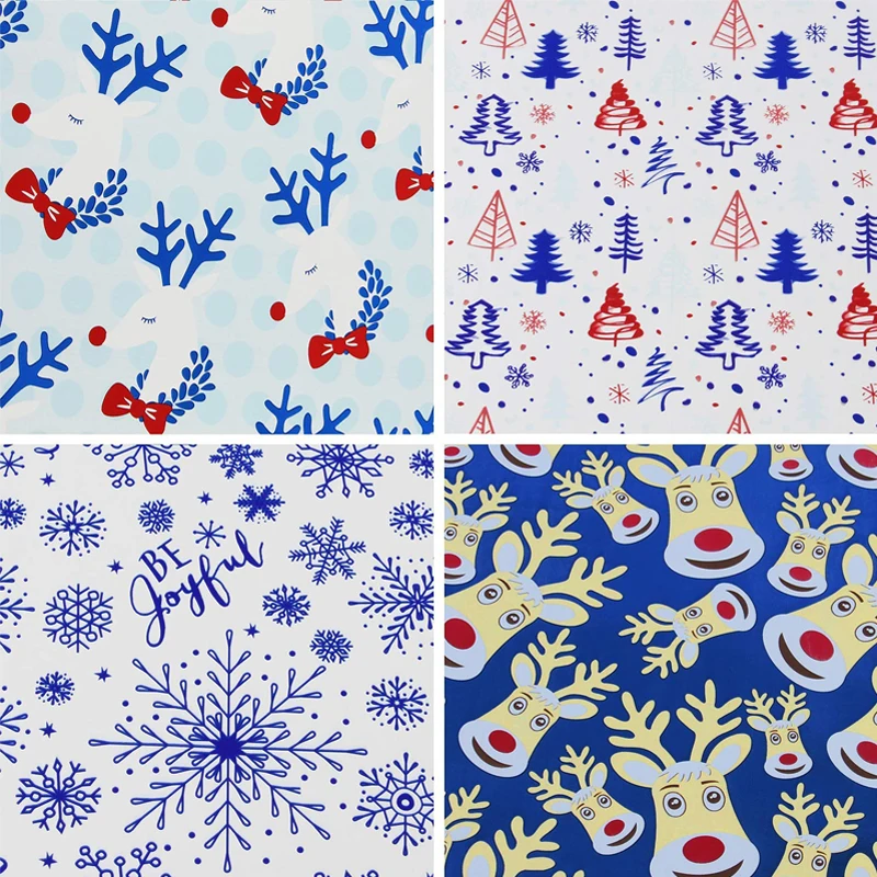 Popular Product Blue Winter Scene Xmas Patterns Printed Wrapping Paper for Gift