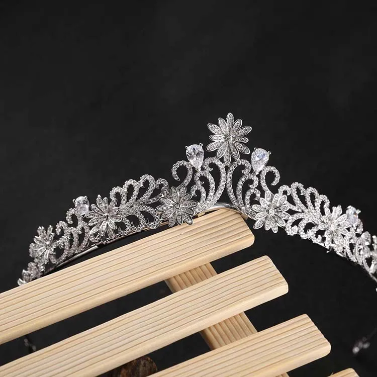 Hot Sell Fashion Rhinestone 925 Sterling Silver Wedding Crown Tiara