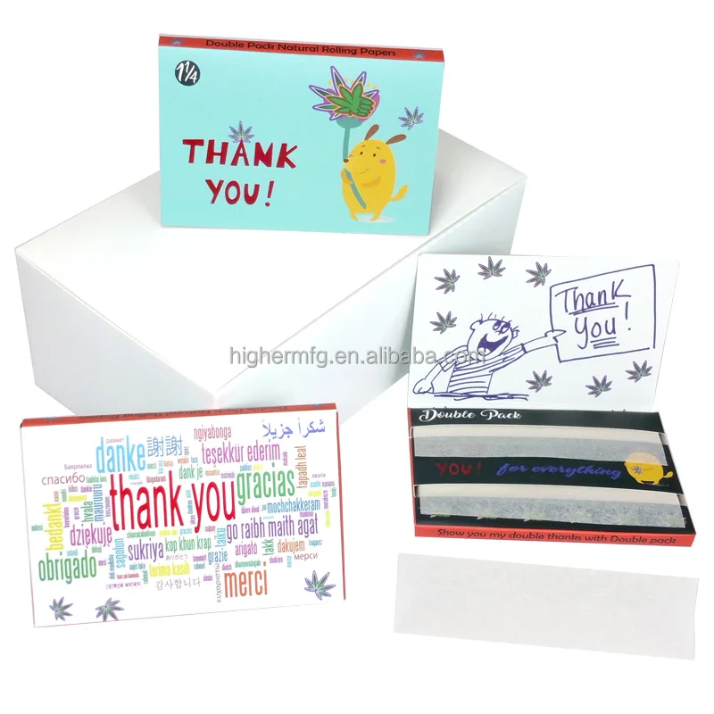 Custom rolling papers double window 100 leaves personalized Natural Organic gum unbleached hemp slow burning