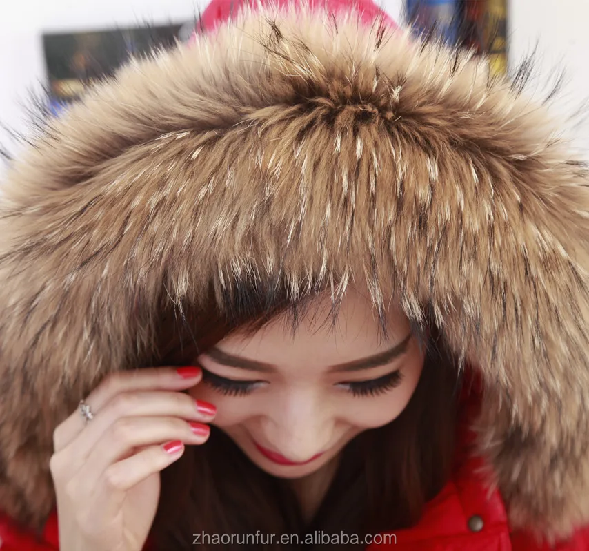 Detachable Natural Real Raccoon Fur Collar Wholesale Custom Sale