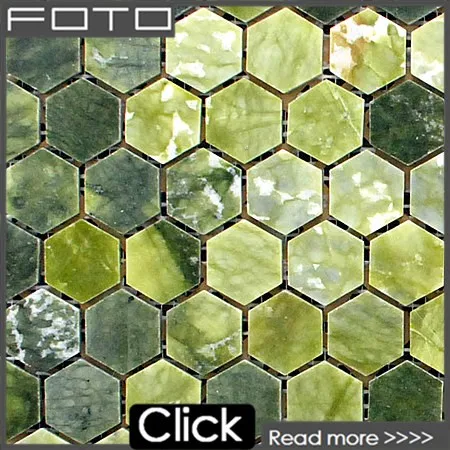 China manufacturer hexagon green onyx mosaic stone tile