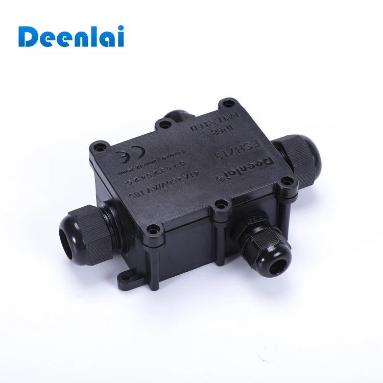 four way ip67 plastic outdoor in-ground waterproof electrical junction box with cable glands