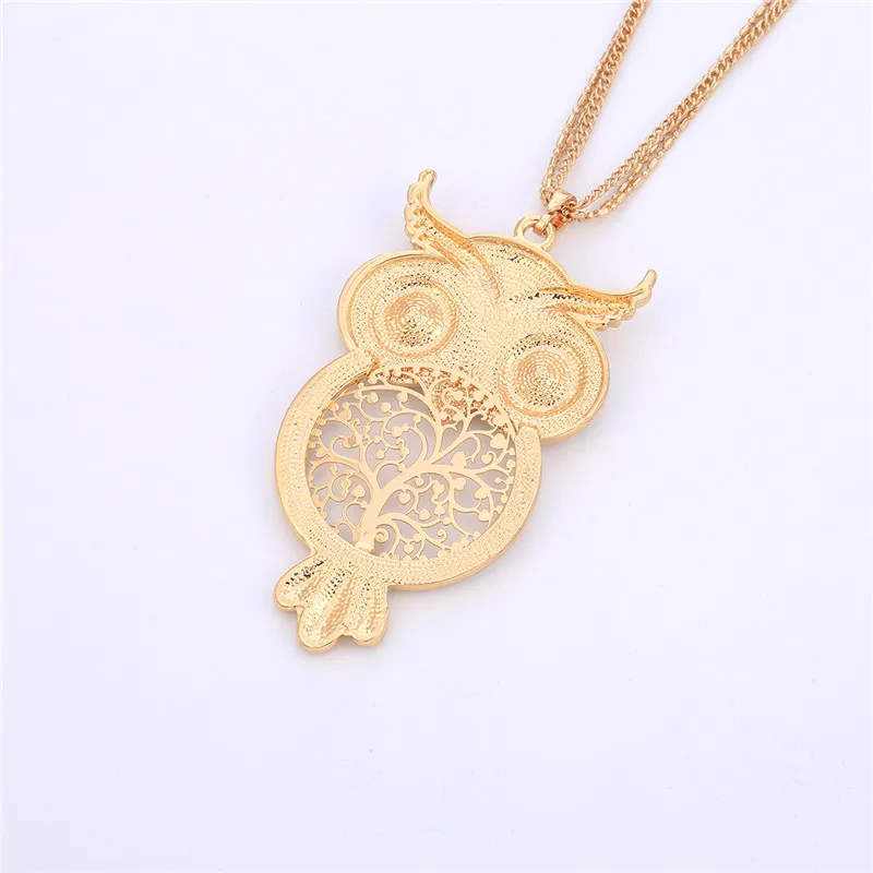 Big Owl Crystal Long Necklace & Pendant For Women Gold Silver Color Black Eye Lucky Owl Animal Pendant Fashion Jewelry XL06717