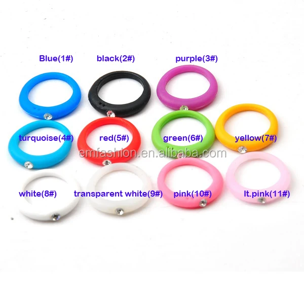 Single Stone Diamond Rubber Silicone Finger Ring Latest Design Colorful Baby Girls Fashion Rings