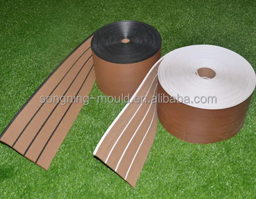 Marine Vinyl Fooring, Rubber Non-Skid Synthetic Teak Wood Decking For Boat