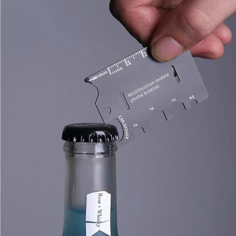 3 In 1 EDC Mini Card Knife Multifunctional Folding Phone Bracket Bottle Opener Tool Kits