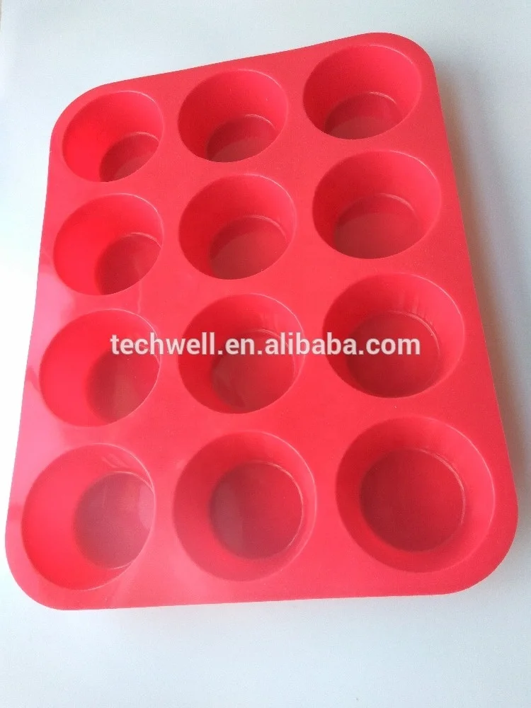 Non Stick 12 Cups Cake Baking Cupcake Mold Silicone Muffin Tray