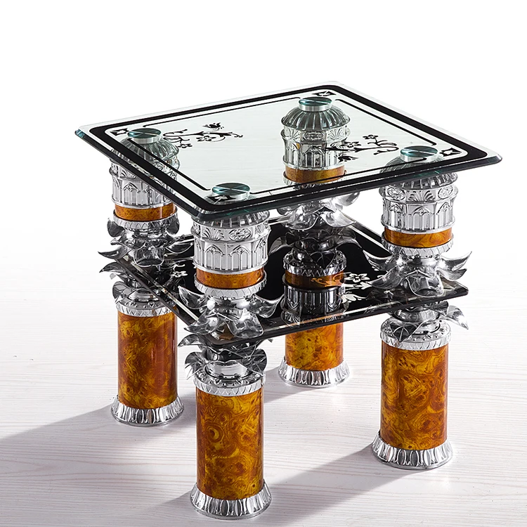 manufacture direct selling chinese modern glass top high side table  designs for sale